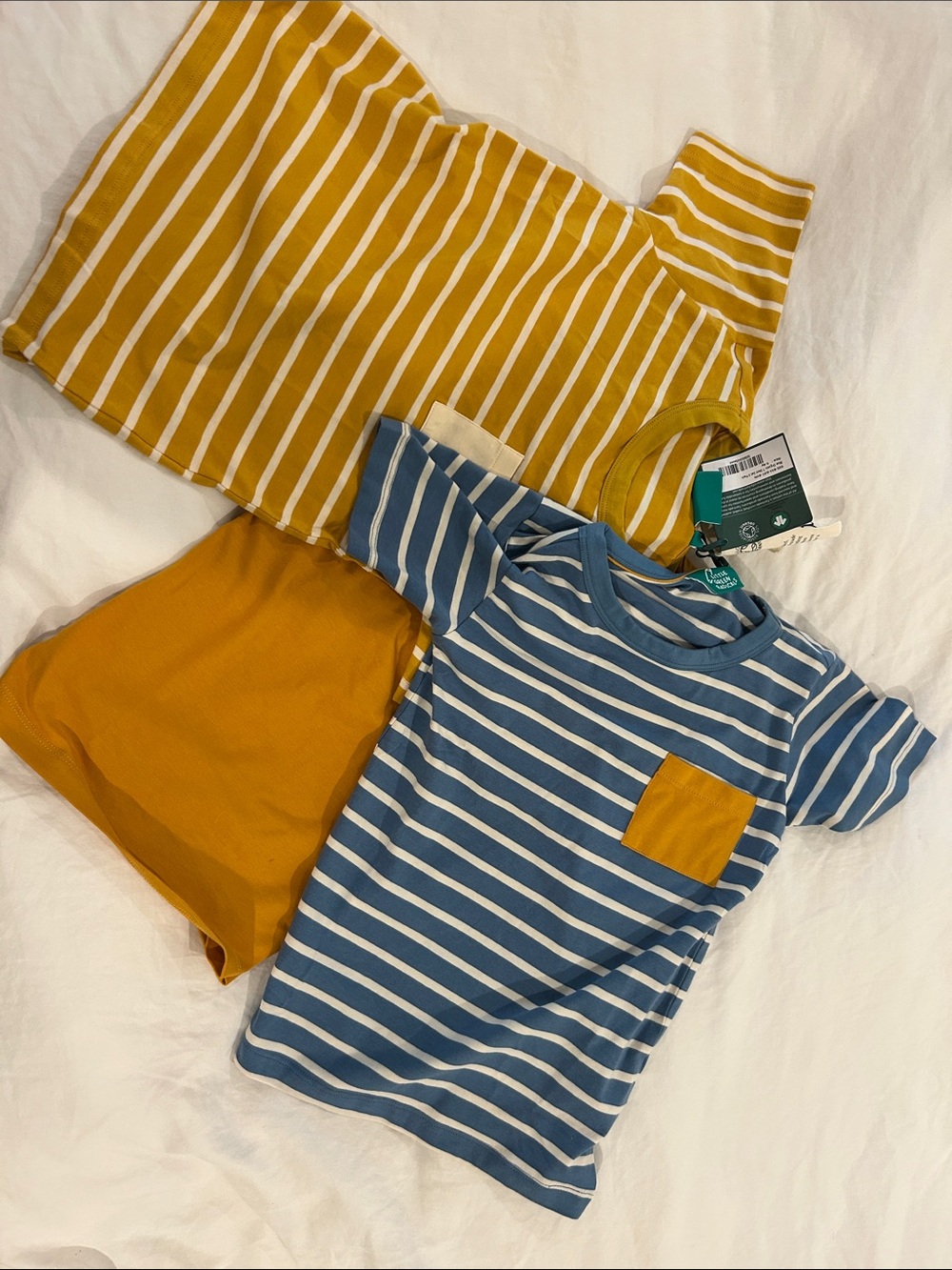 Striped Kids Tee Set in Blue and Mustard little green radicals 5t 6t